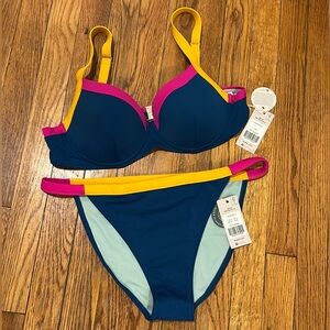Boden Navy, Pink, and Yellow Bikini Set